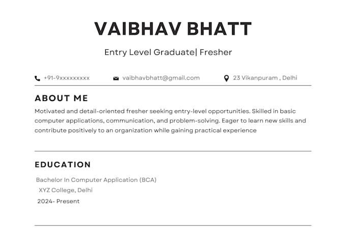 make a professional resume or CV in canva